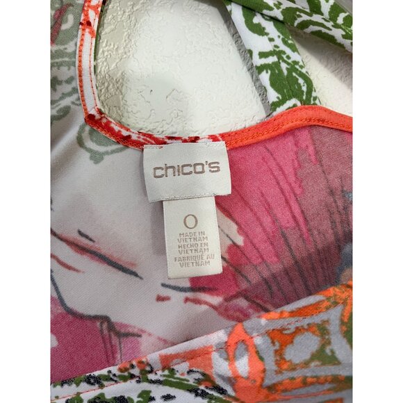 Chico's Womens V-Neck Short Sleeve Floral Cross-Back Dress Size 0 Multicolor - Picture 4 of 13